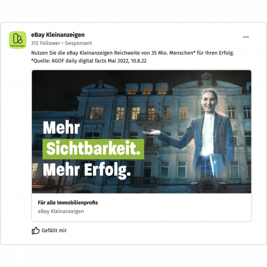 Zu sehen ist eine Ad von Ebay Kleinanzeigen