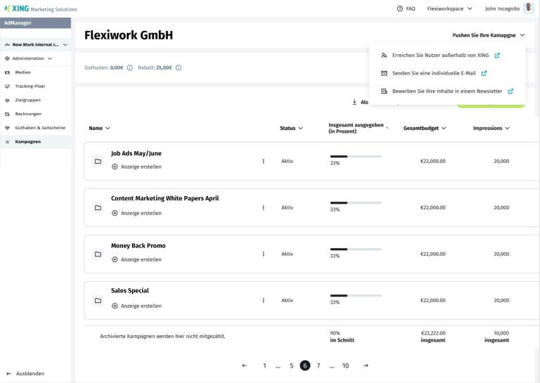XING AdManager im Einsatz (Demo)